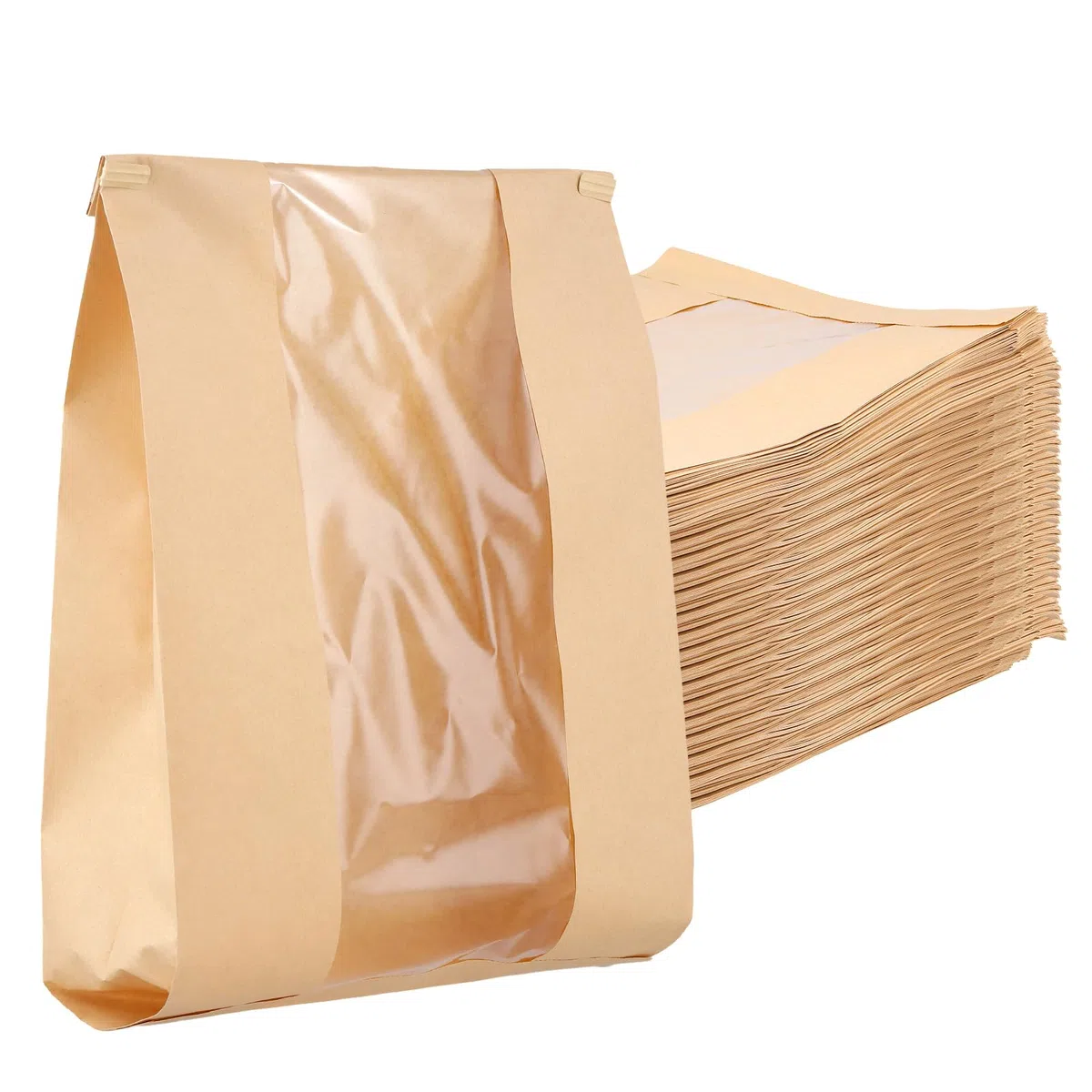 KEILEOHO 100 pezzi 35 x 21 x 9 cm marrone grandi sacchetti per pane con finestra, sacchetti di carta marrone per pane fatto in casa, caramelle, pagnotta, biscotti e regali