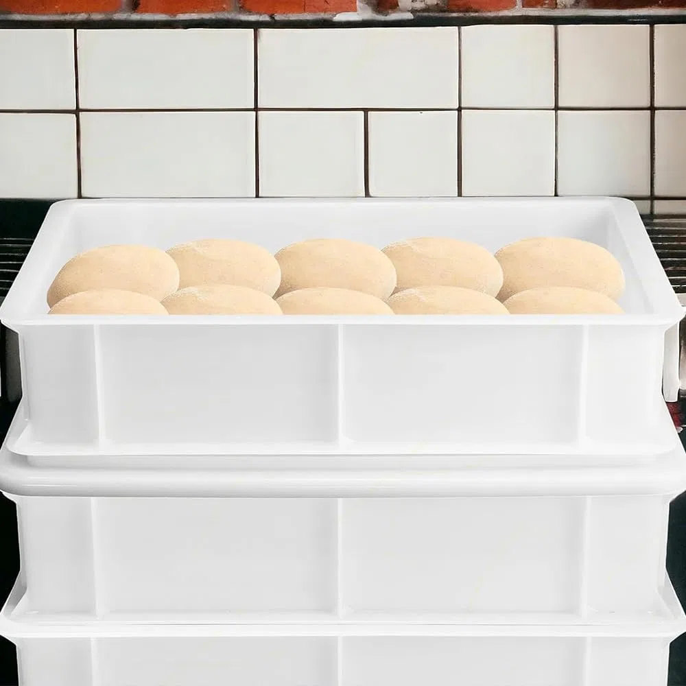 Set 3 Cassette con Coperchio portaimpasti palline Pizza Pane panette 60x40x13 certificata per alimenti VASCHETTA DA FRIGO professionale litri 24 impilabile sovrapponibile PIZZERIA CASEIFICI
