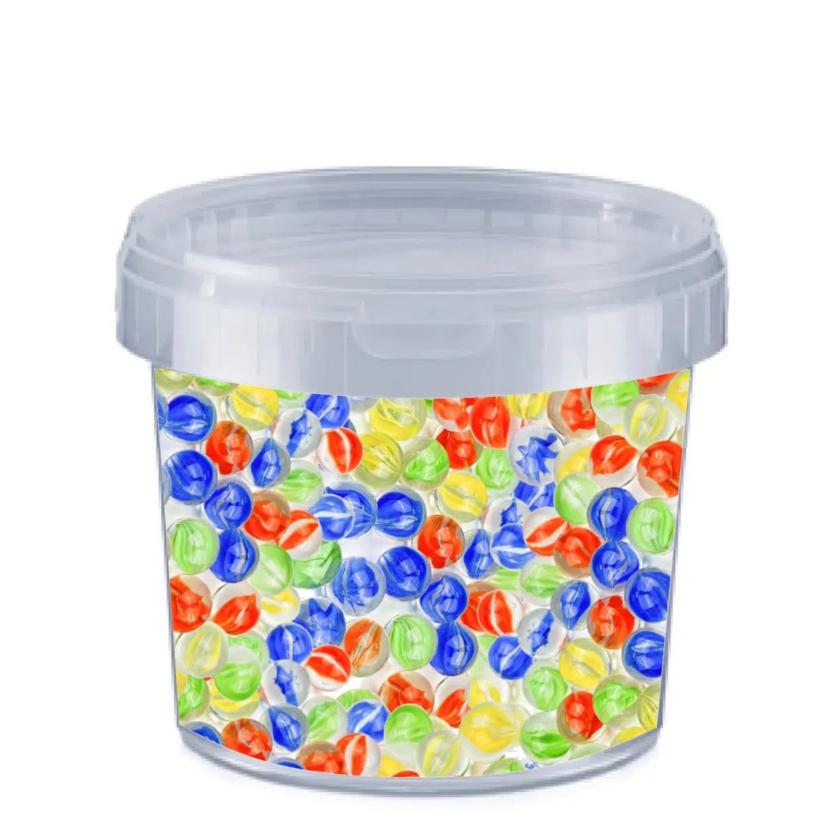 Generico Secchio c/coperchio 4 Formati, trasparente, idoneo al contatto alimenti, ermetico - a prova di perdite - contenitore di plastica - vuoto (1000 ml 25 Pezzi Tondo)