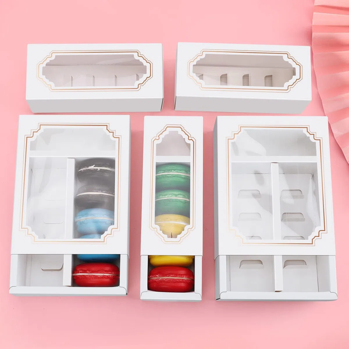 Scatola Macaron Confezione da 20 Scatole Regalo per Dolci con Finestra Trasparente per Cupcake Ciambelle Biscotti e Mini Torte Matrimoni Compleanni e Eventi