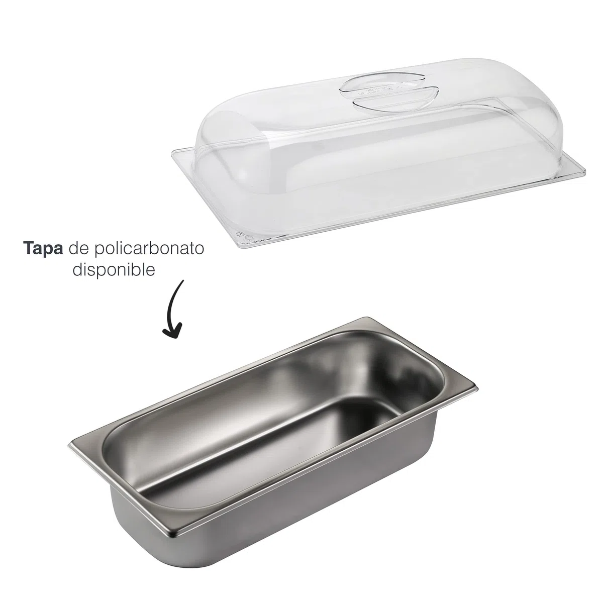 LACOR 66178 - Vaschetta, Contenitore, Vassoio in Acciaio Inox 18/10, gelatiera, conserva Gelato, Bordi sagomati, impilabile, Lavabile in lavastoviglie, 360 x 165 x 80 mm