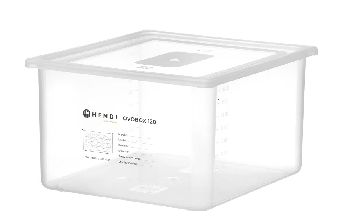 HENDI Contenitore per uova OVOBOX 120, con coperchio e 8 vassoi, GN 2/3, 18L, 355x325x(H) 200mm, PP e PS