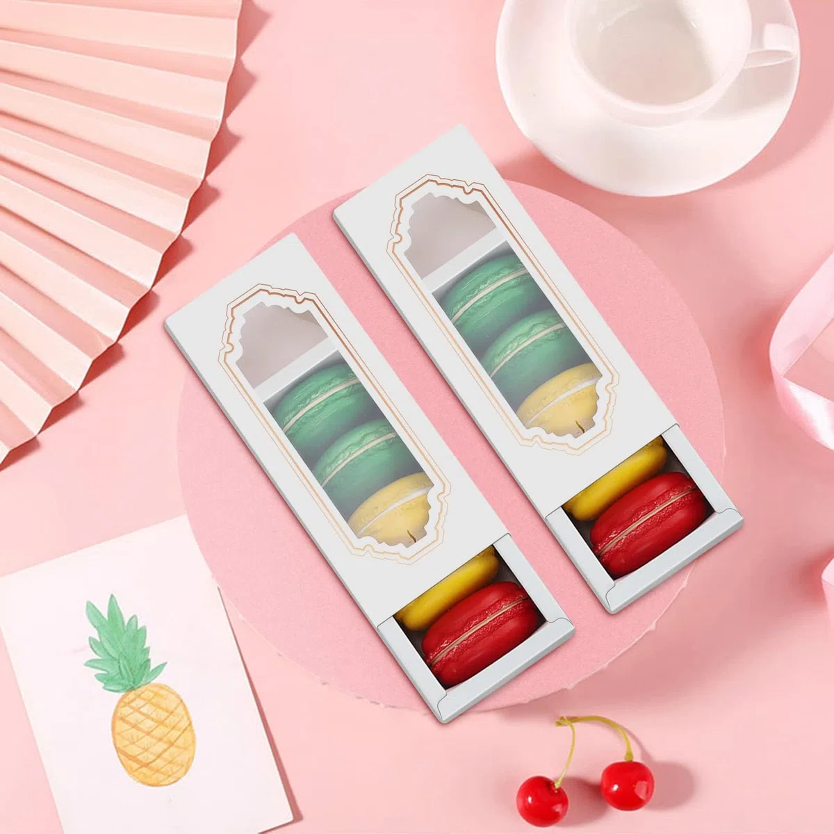 Scatola Macaron Confezione da 20 Scatole Regalo per Dolci con Finestra Trasparente per Cupcake Ciambelle Biscotti e Mini Torte Matrimoni Compleanni e Eventi