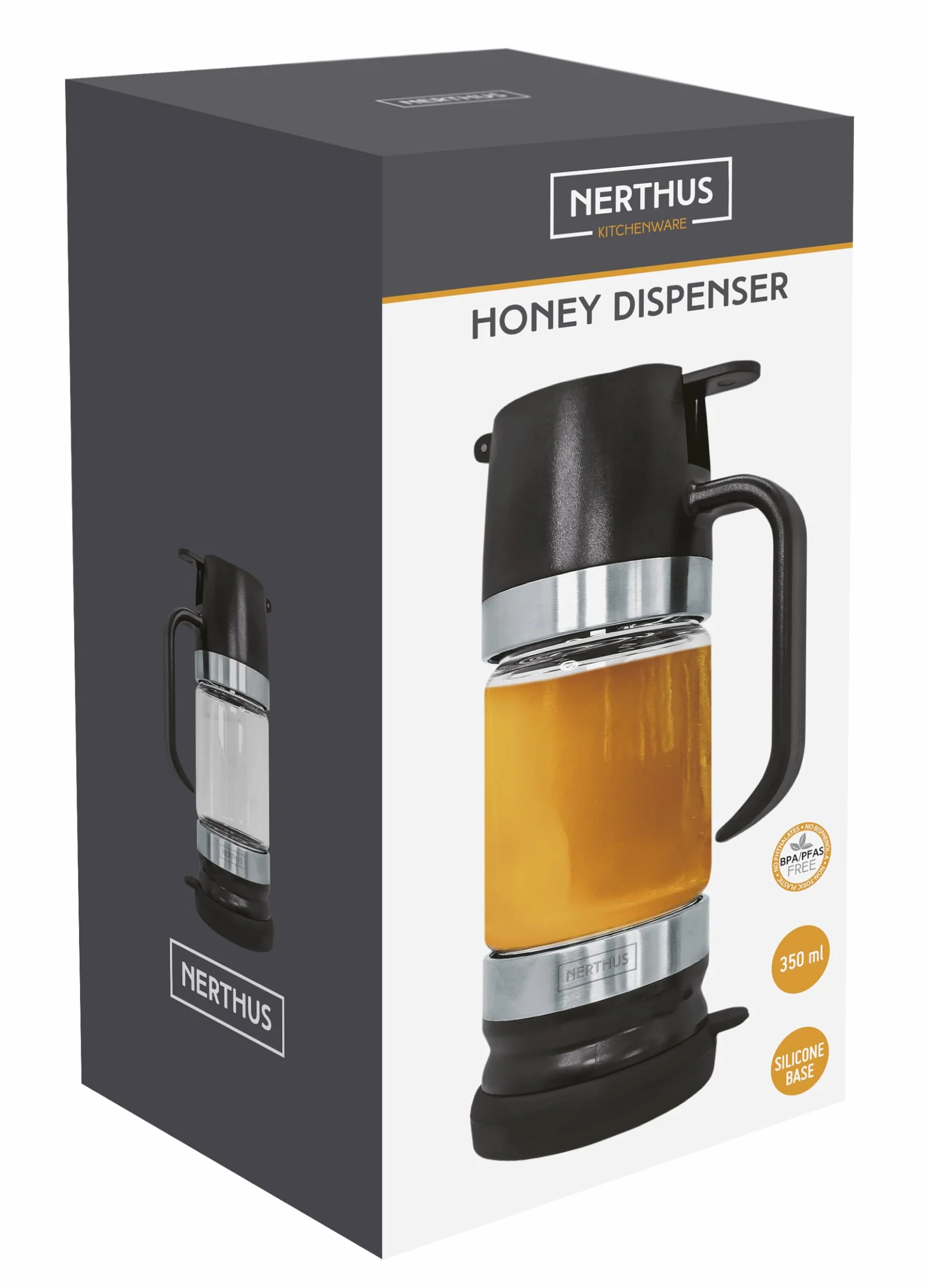 Nerthus FIH 1479 barattolo miele 350 ml dosatore per servire miele colazione cucina