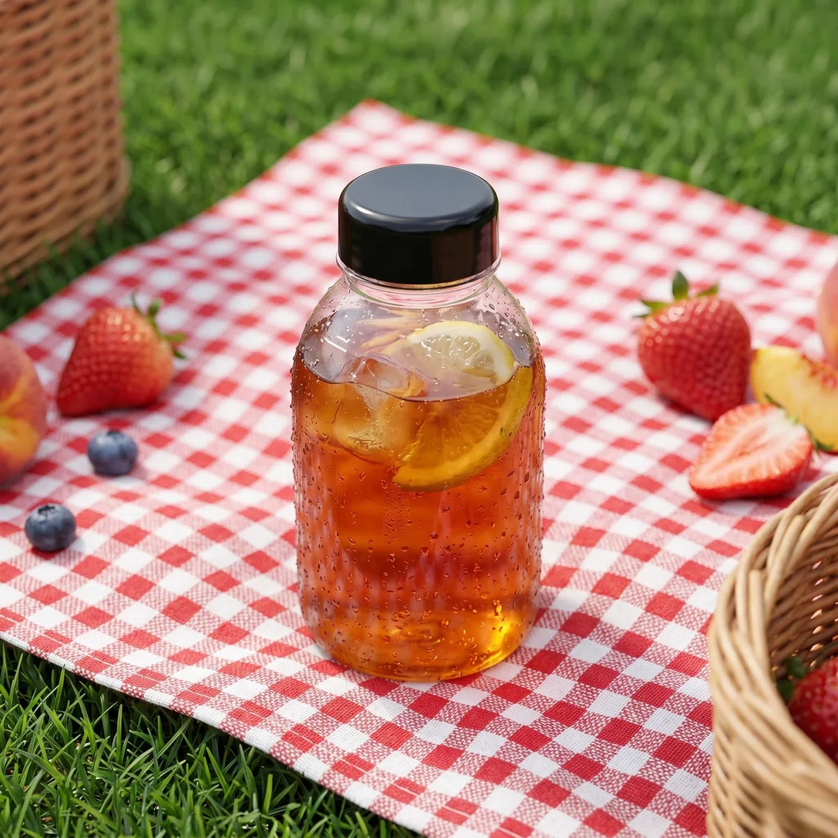 Confezione da 30 contenitori trasparenti riutilizzabili da 250 ml per succhi, latte e altre bevande, in plastica trasparente con coperchio nero, bottiglie vuote per succhi di frutta in PET