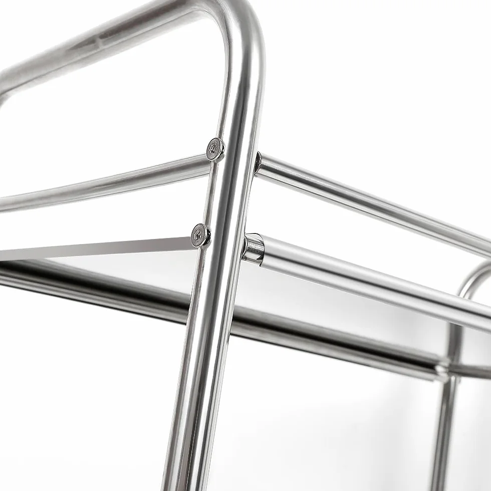 OHMG Carrello di servizio per cucina con ruote, 3 vassoi, in acciaio inox, per dessert, cucina, scaffali di stoccaggio, carrello di servizio ristorante (61 x 36 x 75 cm)