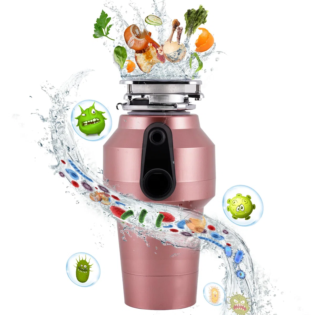 BAOSHISHAN Dispositivo di smaltimento dei rifiuti da Cucina, 560 W, capacità 1200 ml, con 2 interruttori, doppio strato, silenzioso, 220 V