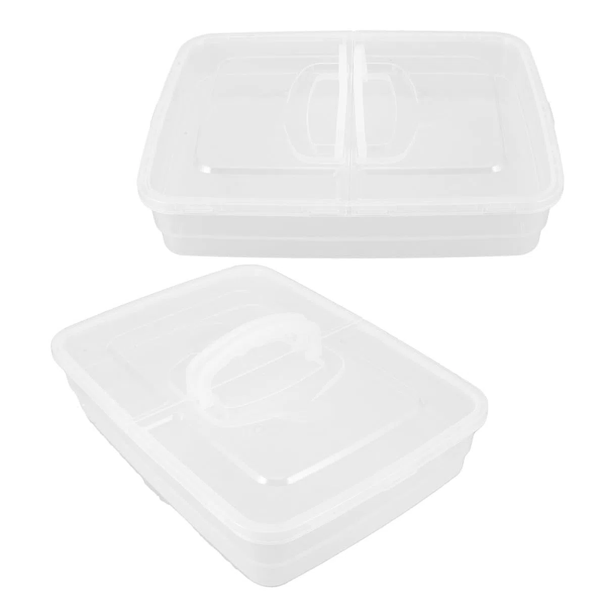 BESPORTBLE Contenitore per Pizza Lievitazione 2 Pezzi in Plastico con Coperchio e Manico Design Impilabile Salvaspazio per Fermentazione e Conservazione Impasti