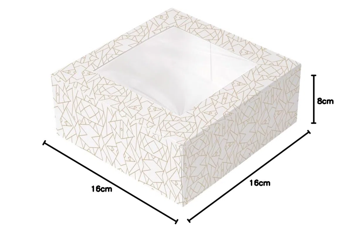Garcia de Pou 50 pezzi - Scatole Pasticceria con Finestra 'Thepack' 250 G/M2 + Opp 16 x 16 x 8 cm Bianco Cartone Ondulato Nano-Micro