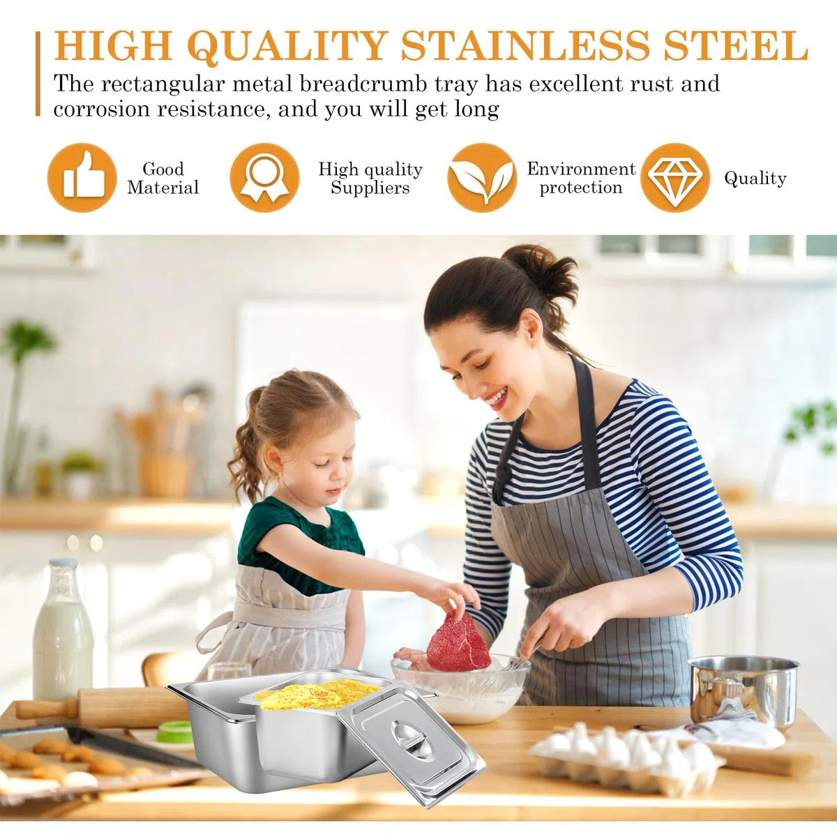 Set di 3 contenitori GN 1/6 – Contenitori per gastronomia in acciaio inox con coperchio – resistenti al calore, alimentari e ideali per cucina, buffet e catering