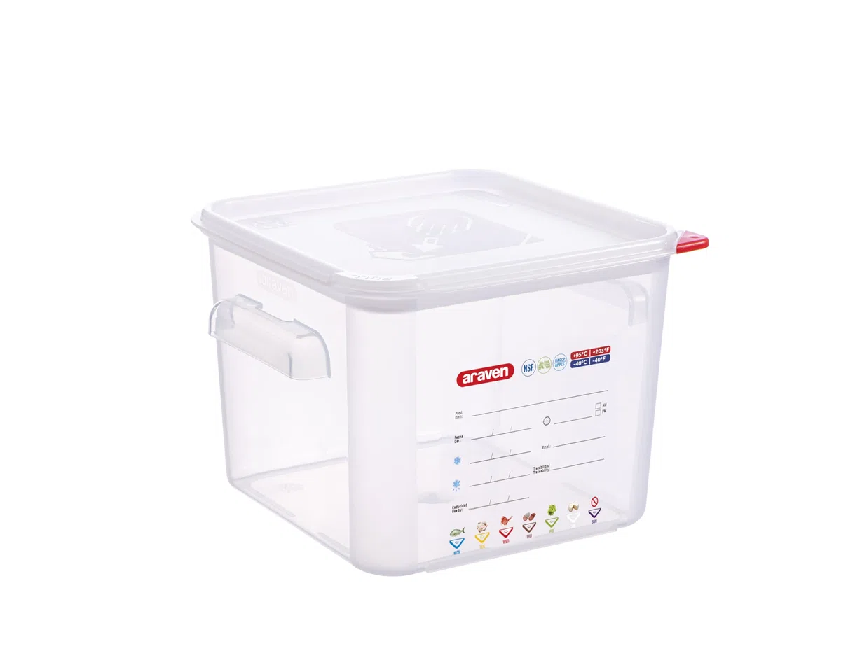 Araven Contenitore quadrato trasparente in polipropilene - 6 litri con coperchio 235x235x190