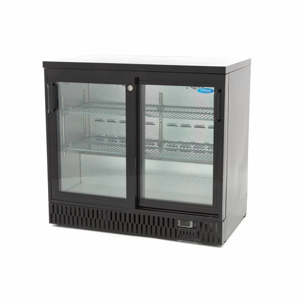Maxima Kitchen Equipment Deluxe Bar Cooler/Display/Raffreddatore per bottiglia 2 Porte scorrevoli