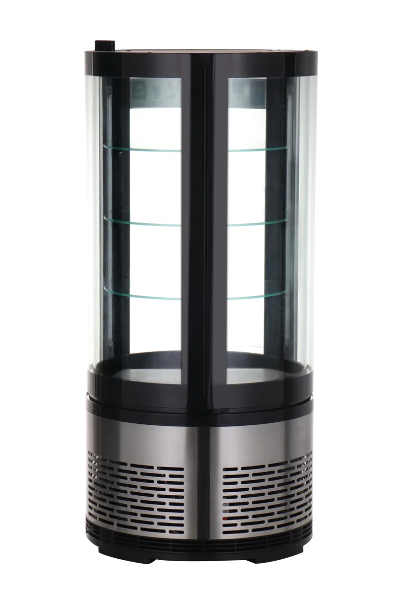 METRO Professional Vetrina Refrigerata per Dolci GRV1100, Acciaio Inox/Vetro, 100L, 210W, Termostato Digitale, 3 Ripiani Regolabili, Luce LED