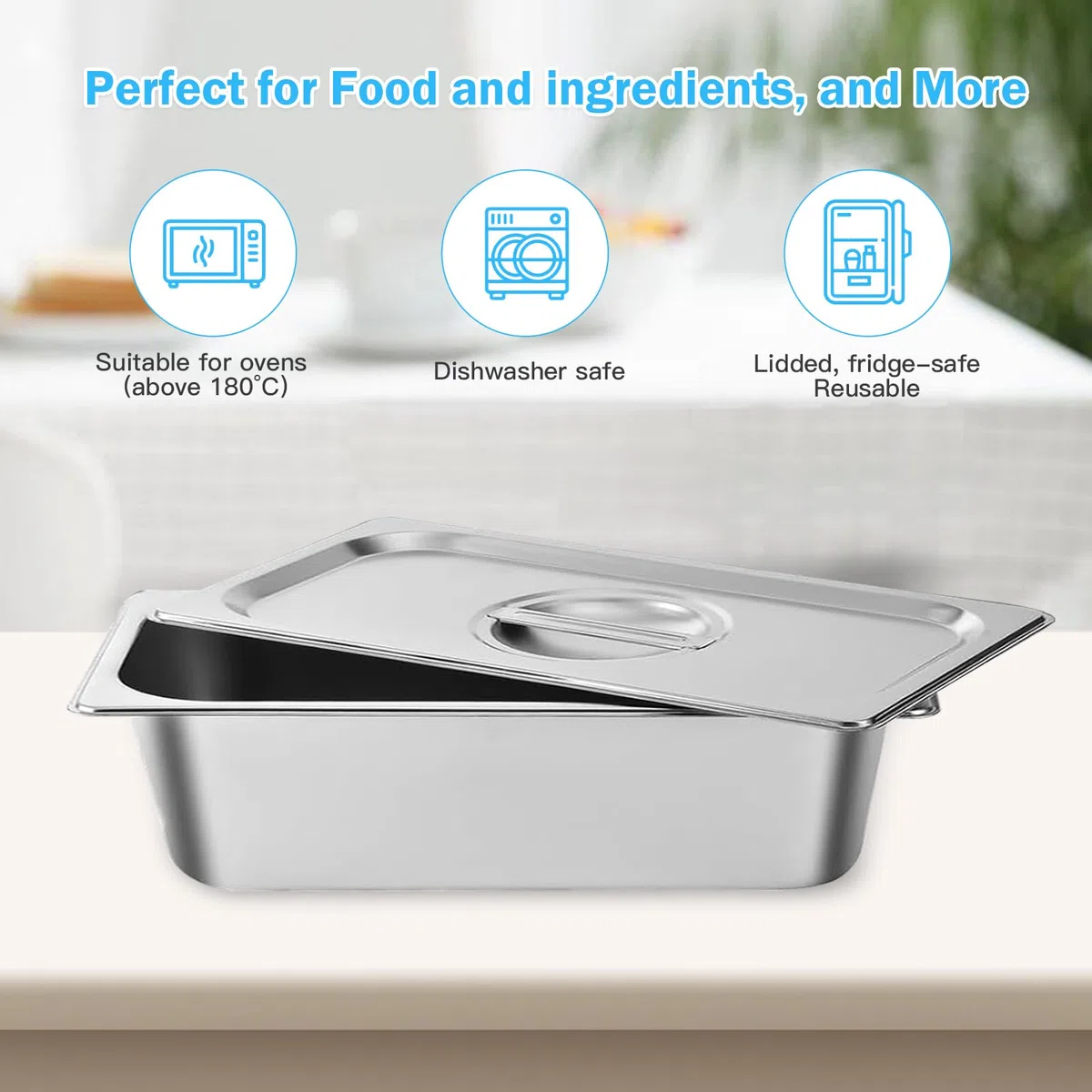 Set di 3 vaschette da panier, 32,5 x 17,5 x 6,5 cm, in acciaio inox GN 1/3, contenitore per gas in acciaio inox con coperchio, in metallo Panierstrasse rettangolare, panierstrasse per braciole
