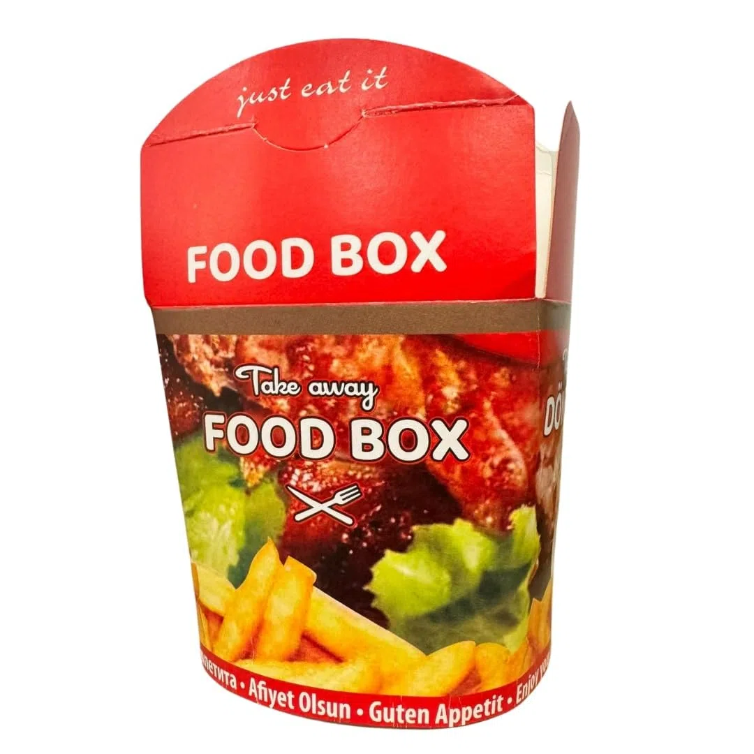 Contenitori Takeaway per Kebab, Pasta & Altro, 750 ml (26 oz) – Varianti Classic Rosso & Natural Elegant, Antigrasso, Stabile, Scatola Pieghevole in Cartone (Classic, 500)
