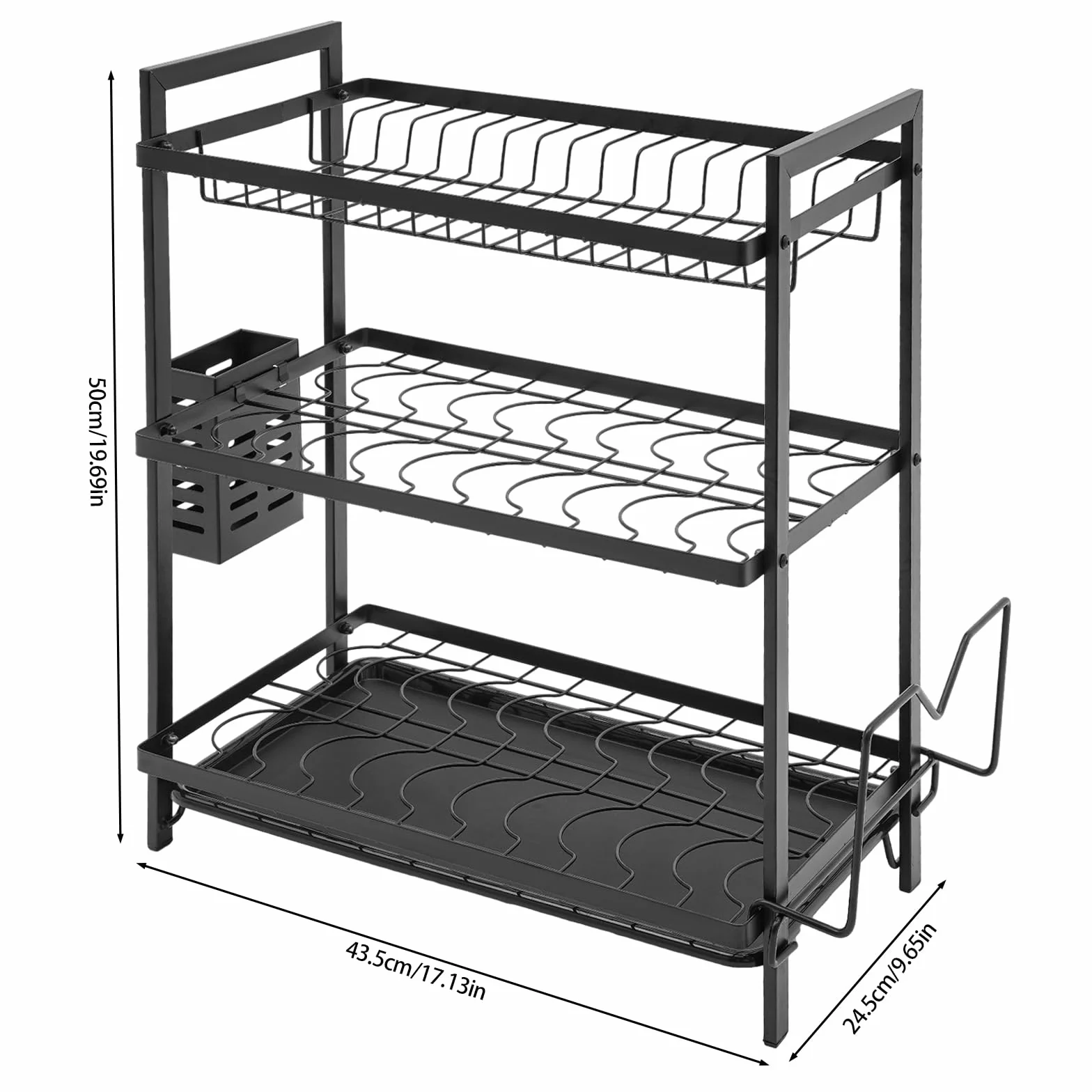 Scolapiatti, scolapiatti, scolapiatti, scolapiatti a 3 livelli, scolapiatti, scolapiatti, con porta utensili e scolapiatti, posate, dish Drainer, portabibite per cucina