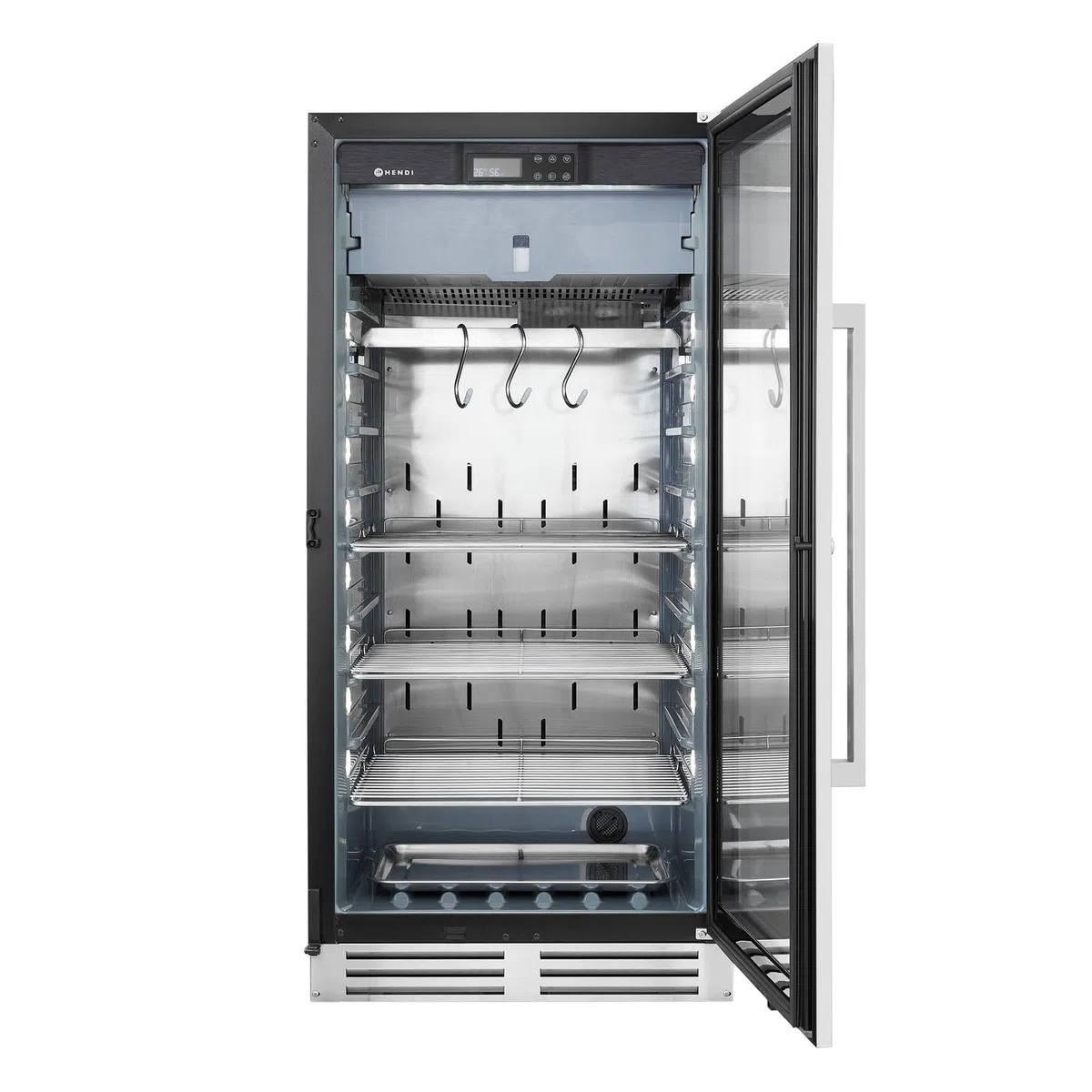 HENDI Armadio frollatura carne, vetrina cabina camera frigo per la frollatura a secco della carne, 233L, 220-240V, 170W, 595x760x(H)1270mm, vetro temprato, acciaio inox 18/10