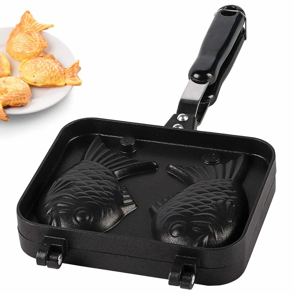 Piastra per Waffle Taiyaki, Stampo Antiaderente a Forma di Pesce, Doppia Padella per Torta Taiyaki